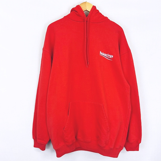 いいスタイル メンズ Xs レッド 赤 パーカー プルオーバー キャンペーンロゴ Balenciaga バレンシアガ メンズファッション Wallstreetadvisory Org