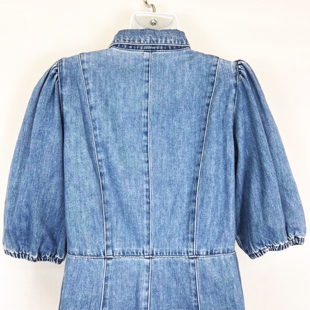 エイチ エム H M チュニック ワンピース デニムシャツ パフスリーブ 五分袖 インディゴ Eu40 Uk12 レディース 066 ベクトルパーク