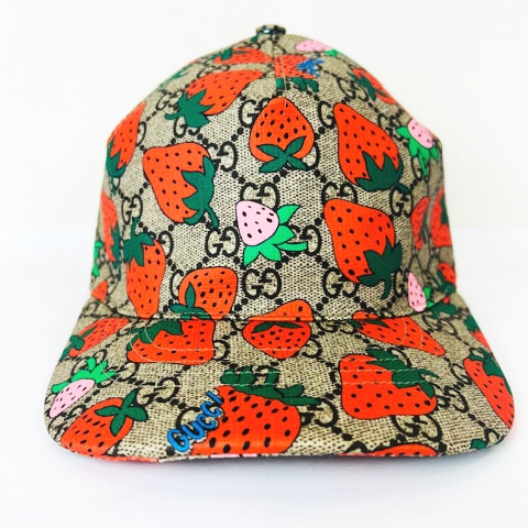 グッチ GUCCI ☆AA☆ ストロベリー イチゴ柄 GG ベースボール キャップ 
