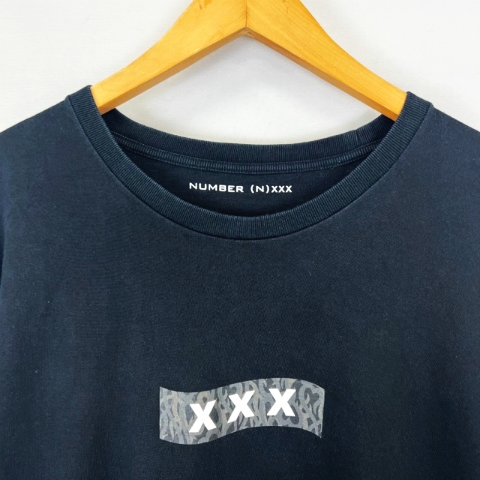ナンバーナイン NUMBER (N)INE GOD SELECTION XXX ゴッドセレクショントリプルエックス ロゴ プリント 半袖 Tシャツ 黒 ブラック L メンズ