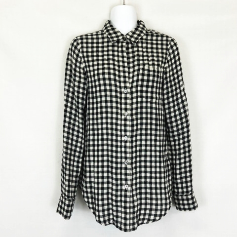 セオリー Theory ギンガムチェック シャツ 長袖 コットン混 白 黒 2 レディース 066 ベクトルパーク