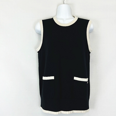 シャネル CHANEL カシミヤ ニット ベスト P58592K07686 黒 ブラック 38 