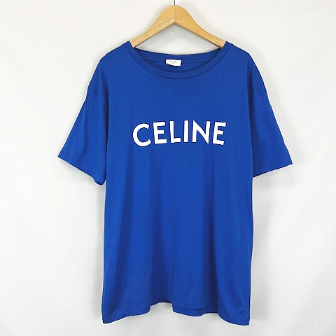 セリーヌ CELINE ルーズ Tシャツ 半袖 ロゴ プリント 2X681501F 青 