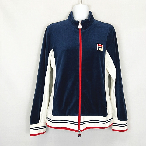 フィラ FILA VL1869 テニスウェア ベロア トラックジャケット 紺 L 