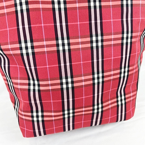 バーバリーブルーレーベル キャンバス トートバッグ ノバチェック/赤