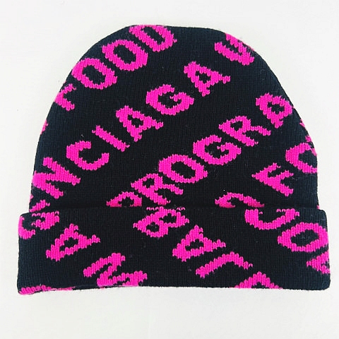 バレンシアガ BALENCIAGA ☆AA☆ 総柄 ビーニー ニットキャップ 帽子 