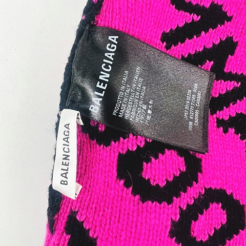 バレンシアガ BALENCIAGA ☆AA☆ 総柄 ビーニー ニットキャップ 帽子 