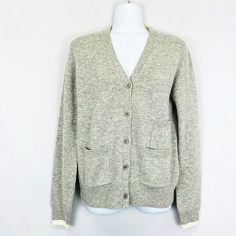 セリーヌ CELINE ワンポイント ロゴ 刺繍 カシミヤ混 ニット