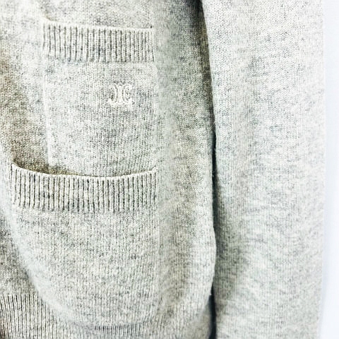 セリーヌ CELINE ワンポイント ロゴ 刺繍 カシミヤ混 ニット