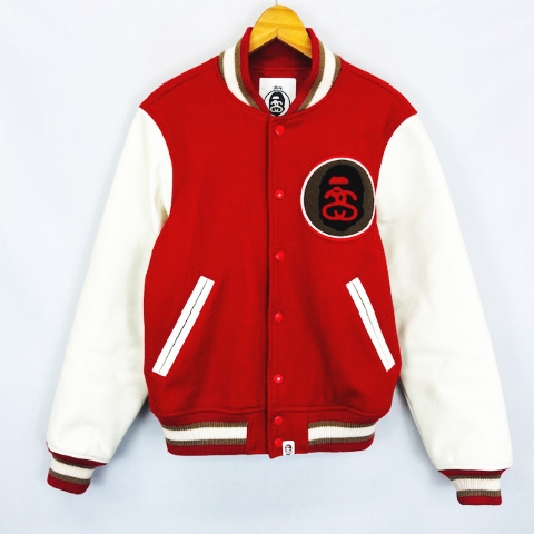 ステューシー STUSSY A BATHING APE VARSITY JACKET 001HJ0731927X ア 