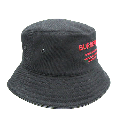 BURBERRY LONDON バーバリーロンドン 帽子 バケハ BURBERRY LONDON バーバリー バケットハット 帽子 黒刺繍ロゴ