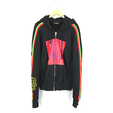 ディーゼル DIESEL Haute Kultur プリント ジップアップ パーカー 黒 