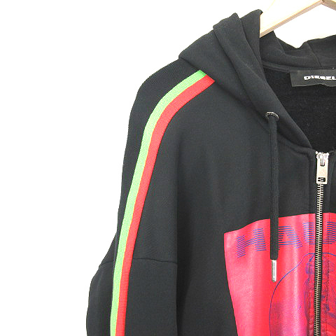 ディーゼル DIESEL Haute Kultur プリント ジップアップ パーカー 黒  