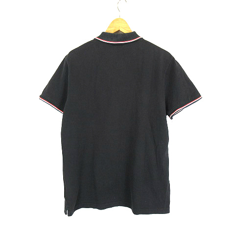 モンクレールMONCLERビッグワッペン半袖ポロシャツ黒ブラックSサイズ正規品 MONCLER - サイズS□モンクレール□新品本物□ロゴワッペン付き