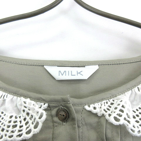 ミルク MILK レース襟 ブラウス シャツ 長袖10224107 グレー