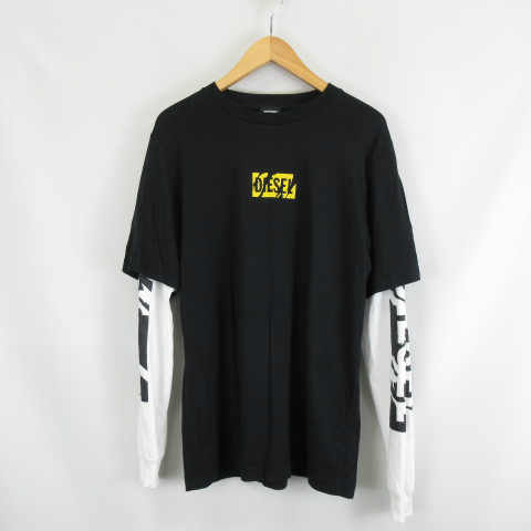 DIESEL T-WASY-LS レイヤード ロングスリーブ カットソー XL ディーゼル DIESEL レイヤード ロングスリーブ 長袖 ロゴ T