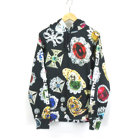 シュプリーム SUPREME ☆AA☆ Jewels Hooded Sweatshirt Black 総柄  