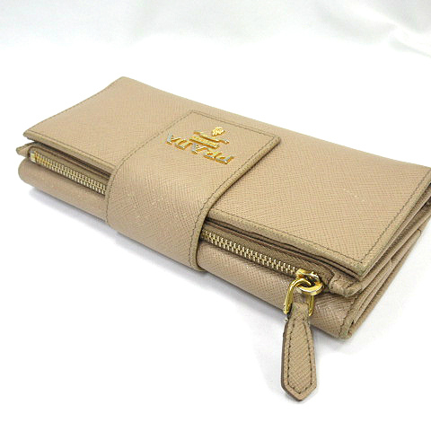 プラダ PRADA サフィアーノ 1ML006 長財布 ベージュ レディース 066 