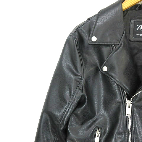 ザラ ZARA フェイクレザー ダブル ライダースジャケット 黒