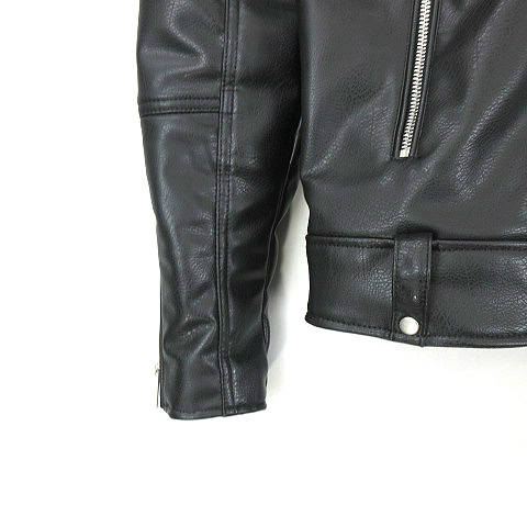 ZARA 新品 ブラック フェイクレザーダブルライダースジャケット ZARAブラック レザー ダブルライダースジャケット