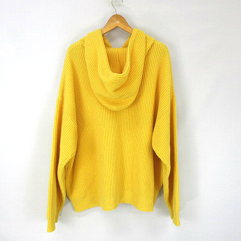 セリーヌ CELINE ウール ニット ロゴ フーディ パーカー イエローL