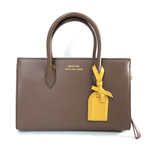 ポールカ PAULE KA バイカラー 2Way ショルダー ハンドバッグ ブラウン  