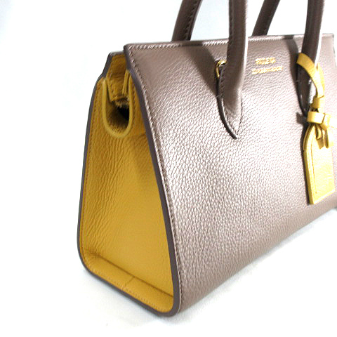 ポールカ PAULE KA バイカラー 2Way ショルダー ハンドバッグ ブラウン  