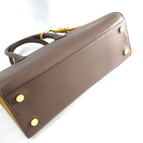 ポールカ PAULE KA バイカラー 2Way ショルダー ハンドバッグ ブラウン  