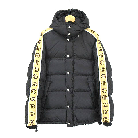 グッチ GUCCI GGジャガード ナイロン ダウン ジャケット 黒 ブラック