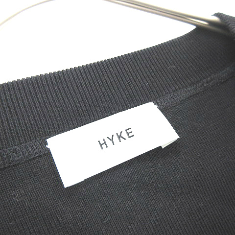 ハイク HYKE 絹 シルク混 クルーネック ベスト 黒 ブラック 221-11260 