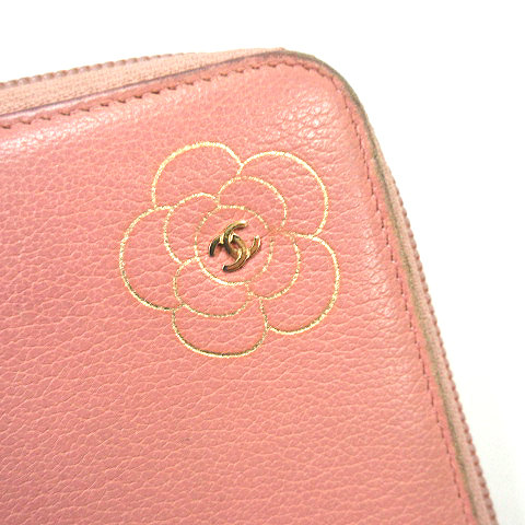 ✨CHANEL✨　シャネル　長財布　ラウンドファスナー　ピンク　ココマーク シャネル カメリア ラウンドファスナー ココマーク レザー ピンク 長