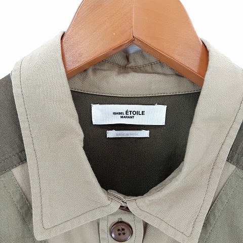 イザベル マラン エトワール ISABEL MARANT ETOILE パッチワーク ウエスタン ワンピース L/S ロング シャツ 36 カーキ ベージュ  レディー イザベル マラン エトワール ISABEL MARANT ETOILE パッチワーク