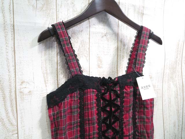 未使用品 アクシーズファム Axes Femme ワンピース キャミソール チェック レース リボン レッド 赤 黒 ブラック M レディース 067 ベクトルパーク 未使用品 アクシーズファム Axes Femme ワンピース キャミソール チェック レース リボン レッド 赤 黒 ブラック M レディース 067 ベクトルパーク