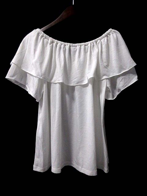 未使用品 ユニクロ Uniqlo カットソー 半袖 2wey ラッフルオフショルダー ホワイト 白 S レディース 067 ベクトルパーク