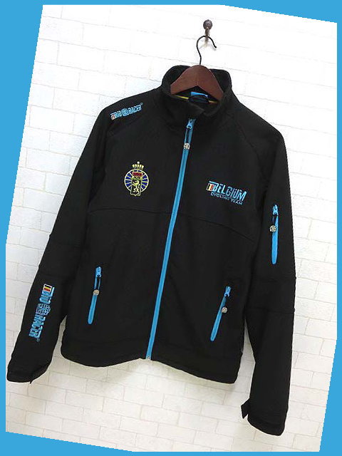 Bio Racer ビオレーサー ジャケット サイクリング ナイロン ジップアップ M 黒 水色 Belglum ロゴ刺繍 長袖 メンズ 068 ベクトルパーク