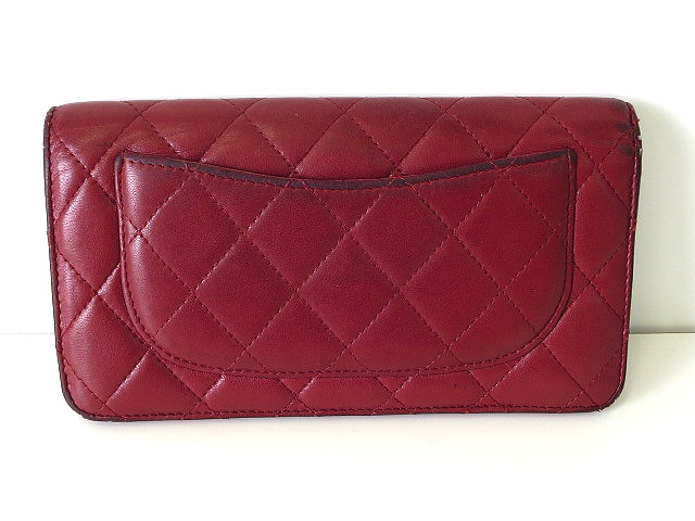 シャネル CHANEL 財布 長財布 マトラッセ ココマーク ラム レザー 赤  