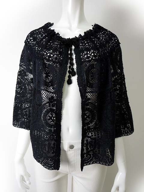 未使用品 ミヤコ MIYACO カーディガン ジャケット 半袖 五分袖 レース  
