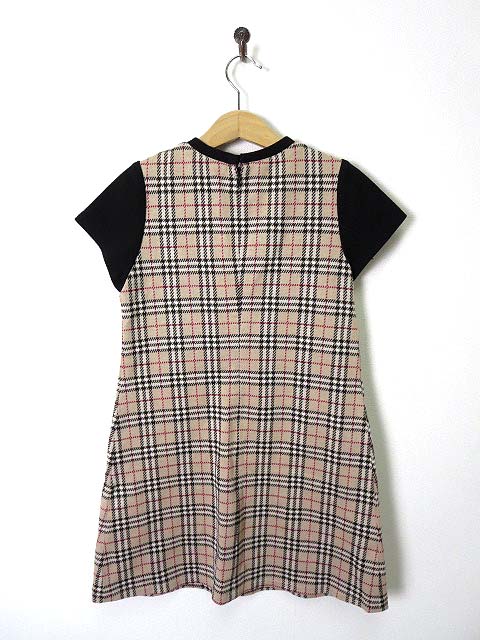 バーバリー Burberry ワンピース ノバチェック柄 フレア 半袖 130 ベージュ 美品 国内正規品 子供服 キッズ 女の子 068 ベクトルパーク