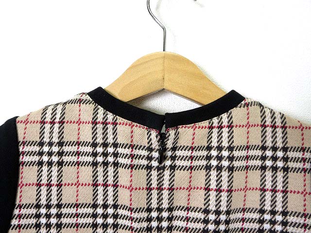 バーバリー Burberry ワンピース ノバチェック柄 フレア 半袖 130 ベージュ 美品 国内正規品 子供服 キッズ 女の子 068 ベクトルパーク
