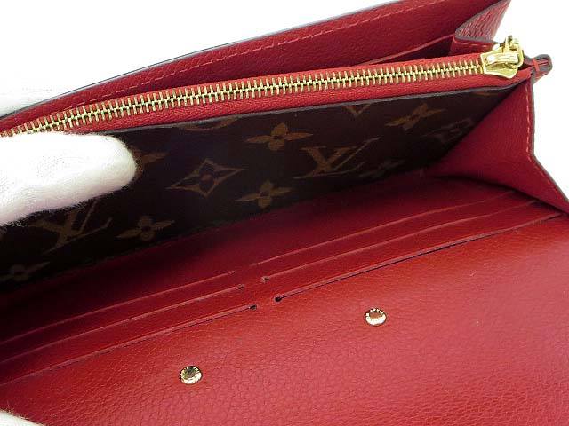 ルイヴィトン LOUIS VUITTON 財布 長財布 モノグラム ポルトフォイユ パラス M58414 赤 茶 ブラウン ゴールド金具 LV ウォレット レディース