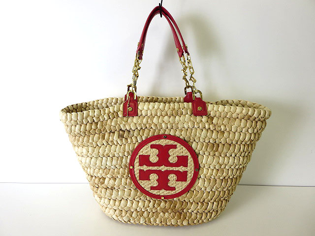 トリーバーチ TORY BURCH バッグ かごバッグ ストロー レザー ロゴ  