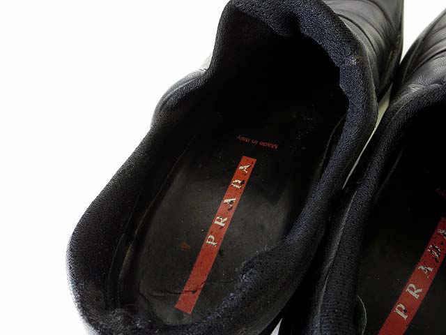 PRADA スポーツ レザースリッポンスニーカー 黒ローファー ブラック レザー ローファー | PRADA