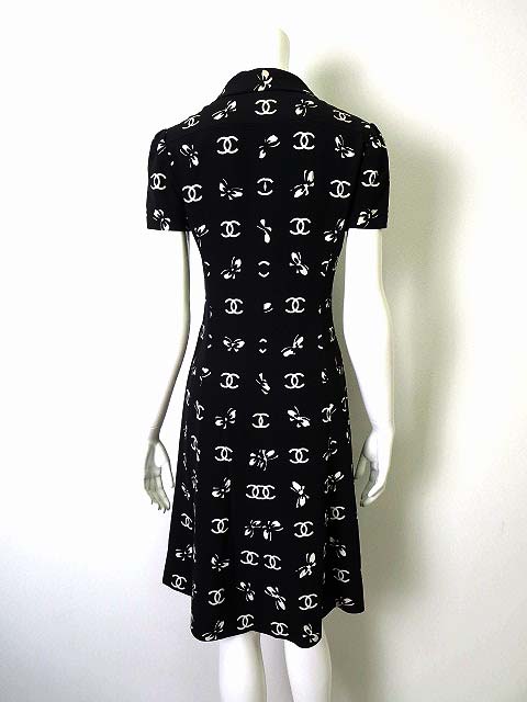 シャネル CHANEL ワンピース シャツワンピース 半袖 ココマーク 絹  