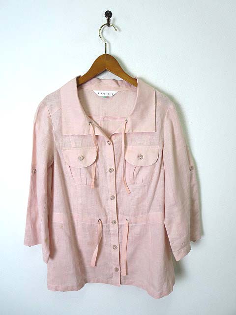 シンプルライフ Simple Life レナウン ジャケット サマージャケット リネン 麻100 7分袖 M ピンク レディース 068 ベクトルパーク