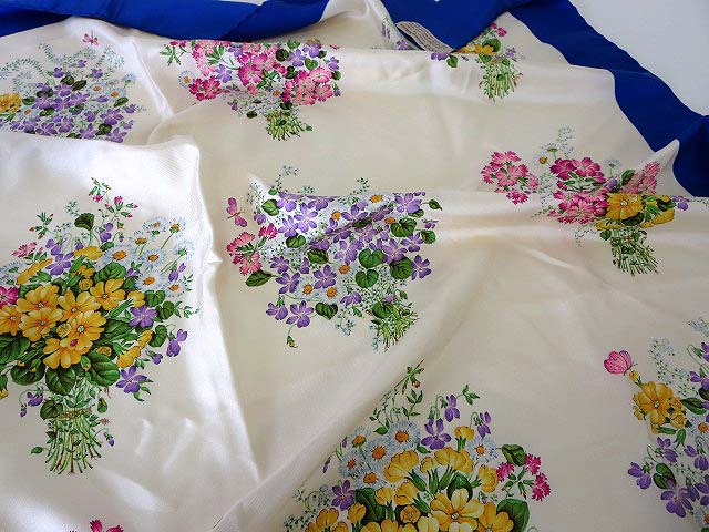 グッチ GUCCI スカーフ ショール 大判 シルク ロゴ フローラ 花柄 青