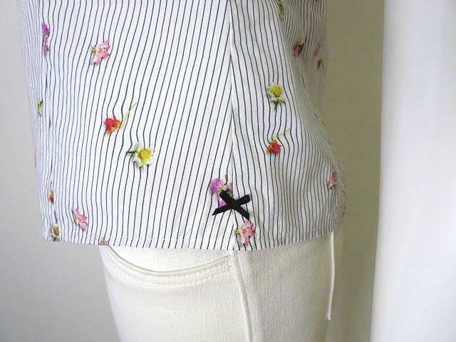 美品 ポールスミス ブラックレーベル 花柄シャツ 40 洗える ストライプ 白 ポールスミス ブラック レーベル Paul Smith BLACK LABEL シャツ