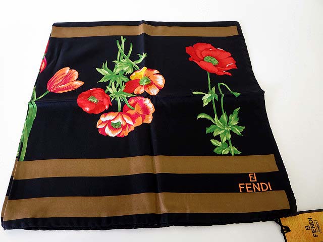 未使用品 フェンディ FENDI スカーフ ストール 大判 シルク 絹 