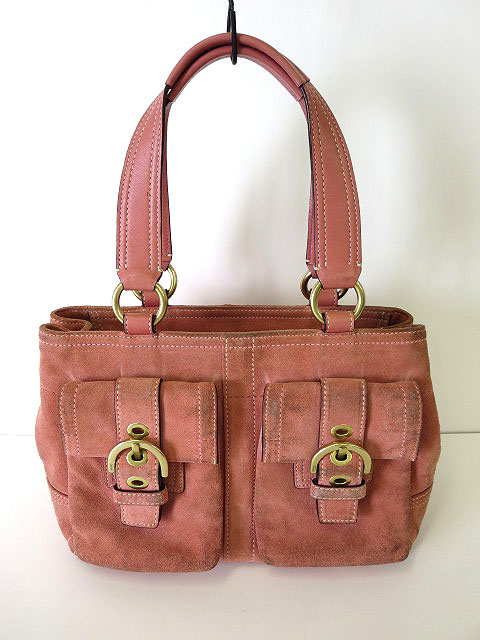 コーチ COACH バッグ ハンドバッグ スエード レザー 8A22 コーラル 