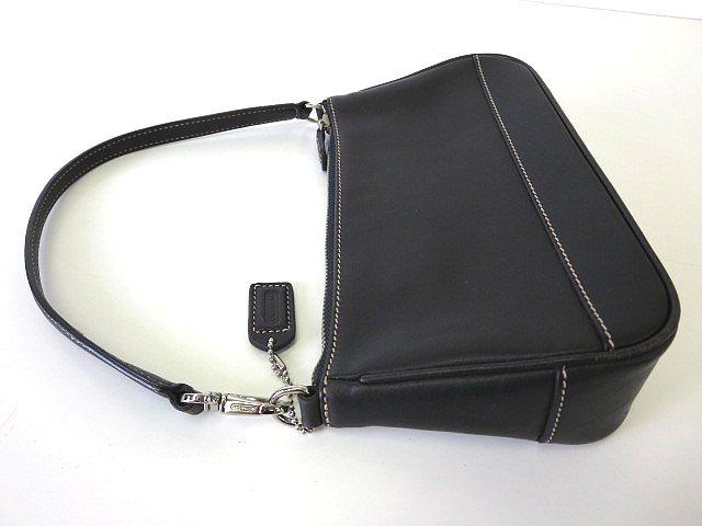 コーチ COACH ハンドバッグ ポーチ レザー 黒 ブラック 7785  