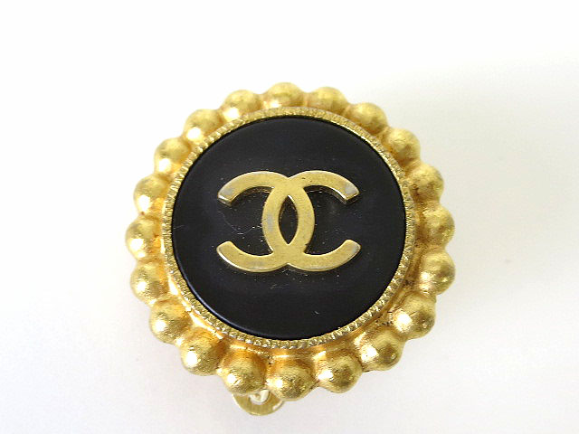 シャネル CHANEL イヤリング ココマーク 94P 片耳 ゴールド 黒  